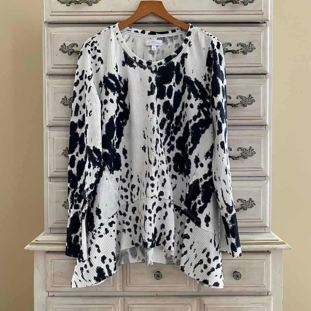 White Black Dye Waffle Knit Sweater